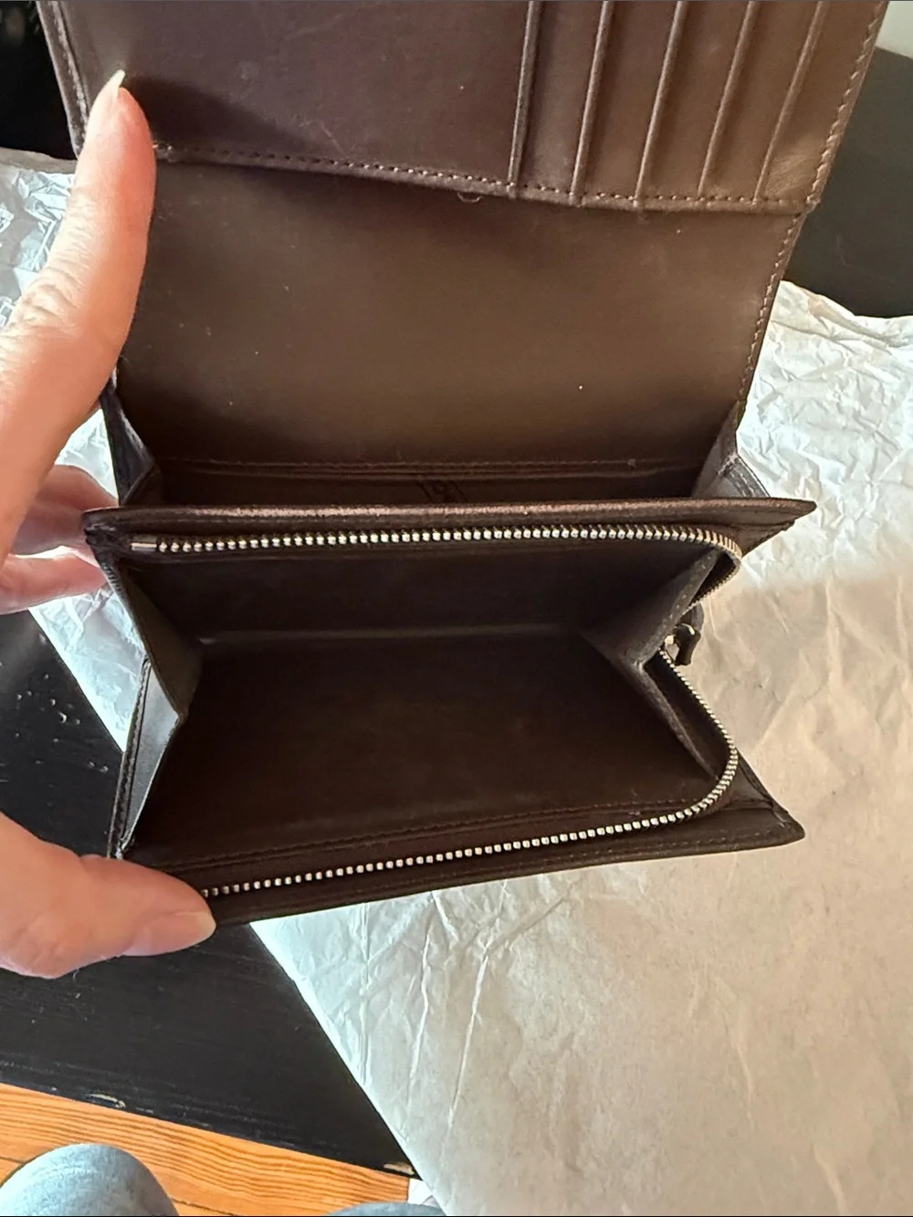 Coach Small Signature Canvas Wallet in Khaki and Brown